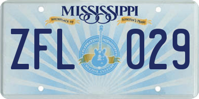 MS license plate ZFL029