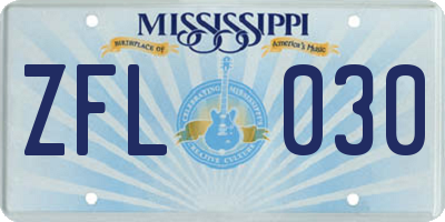 MS license plate ZFL030