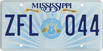 MS license plate ZFL044