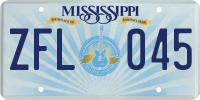 MS license plate ZFL045
