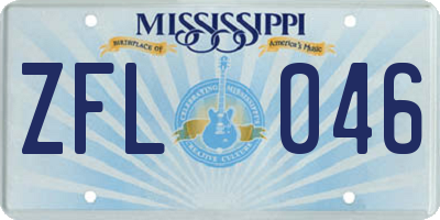 MS license plate ZFL046