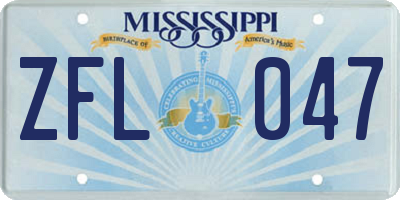 MS license plate ZFL047
