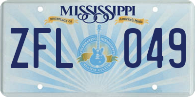 MS license plate ZFL049