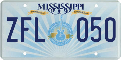 MS license plate ZFL050