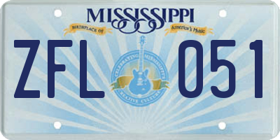 MS license plate ZFL051