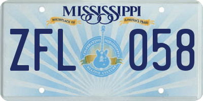 MS license plate ZFL058