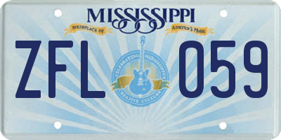 MS license plate ZFL059