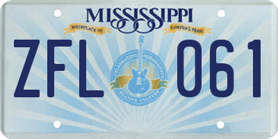 MS license plate ZFL061