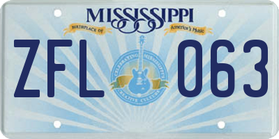MS license plate ZFL063