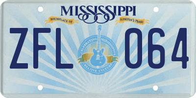 MS license plate ZFL064