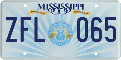 MS license plate ZFL065