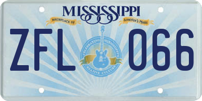 MS license plate ZFL066