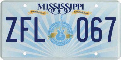 MS license plate ZFL067