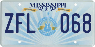MS license plate ZFL068