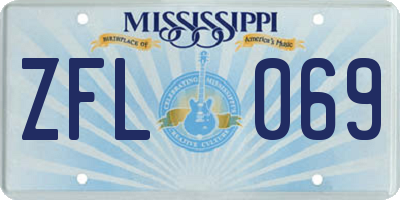 MS license plate ZFL069