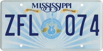 MS license plate ZFL074
