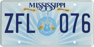 MS license plate ZFL076