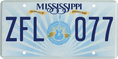 MS license plate ZFL077