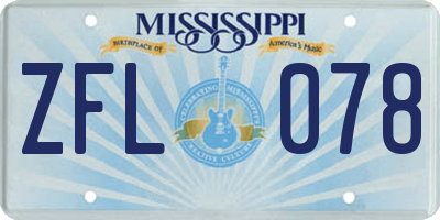 MS license plate ZFL078