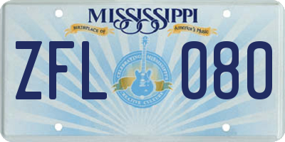 MS license plate ZFL080