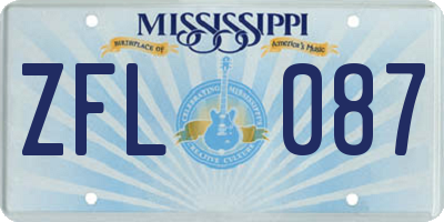 MS license plate ZFL087