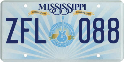 MS license plate ZFL088