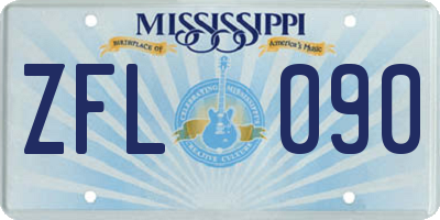 MS license plate ZFL090