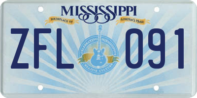 MS license plate ZFL091