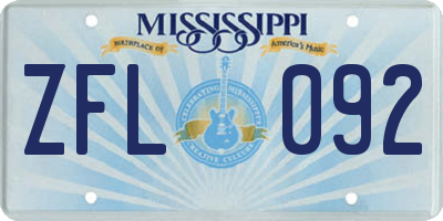 MS license plate ZFL092