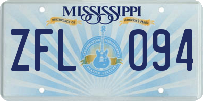 MS license plate ZFL094