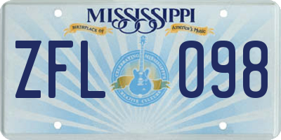 MS license plate ZFL098