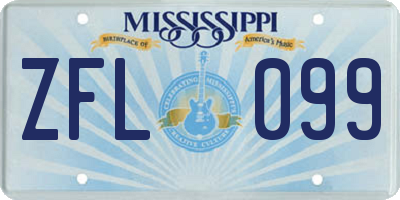 MS license plate ZFL099