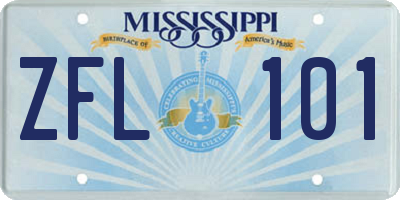 MS license plate ZFL101