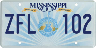 MS license plate ZFL102
