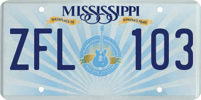 MS license plate ZFL103