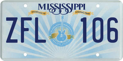 MS license plate ZFL106