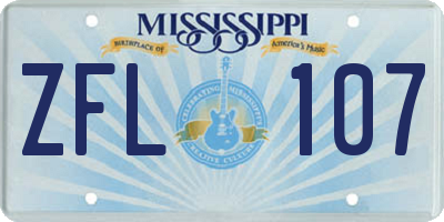 MS license plate ZFL107