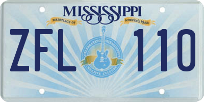 MS license plate ZFL110