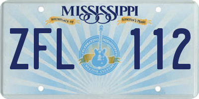 MS license plate ZFL112