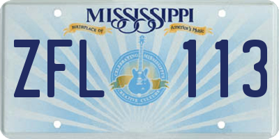 MS license plate ZFL113