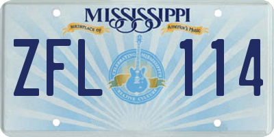 MS license plate ZFL114