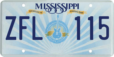 MS license plate ZFL115