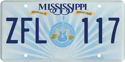 MS license plate ZFL117