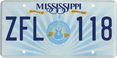 MS license plate ZFL118