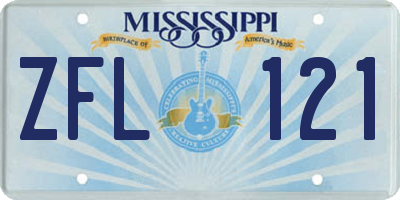 MS license plate ZFL121