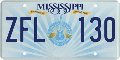 MS license plate ZFL130