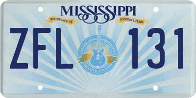 MS license plate ZFL131