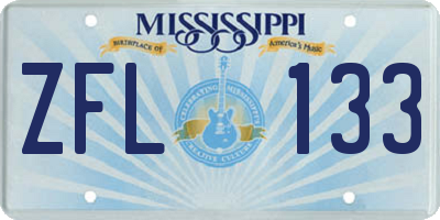MS license plate ZFL133