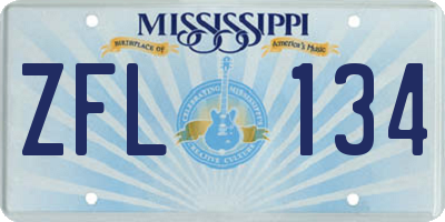 MS license plate ZFL134