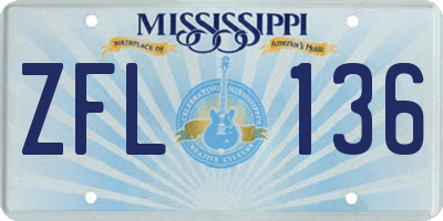 MS license plate ZFL136